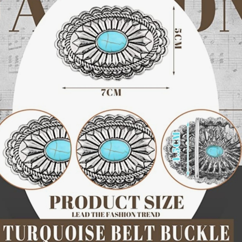 New Turqouise And Silver Belt Buckle Fits 1.5" Belt